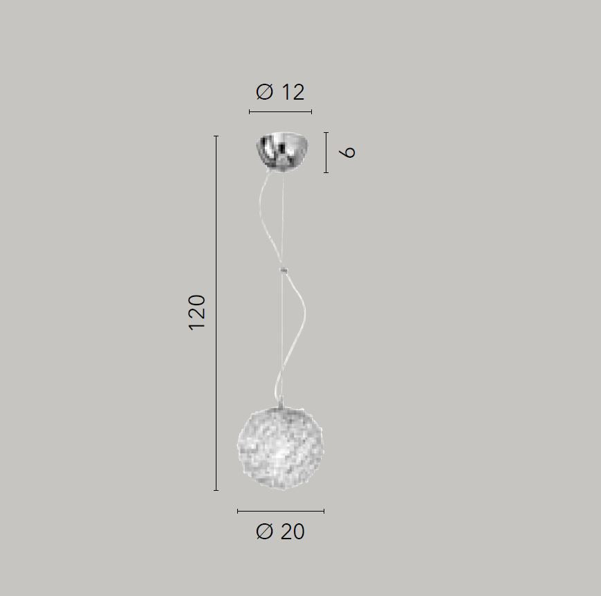 Sospensione sfera alluminio cromo con cristalli K9 D.20cm 1XE27 non incl. ASTRA Sospensione sfera alluminio cromo con cristalli K9 D.20cm 1XE27 non incl. ASTRA